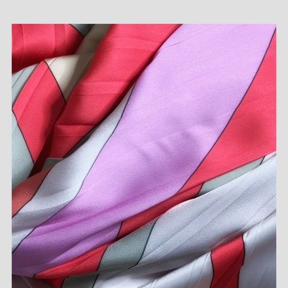 Skies Are Blue Carmine Print Mixed Media Pleated Midi Dress Mock Neck Sleeveless - Picture 14 of 16